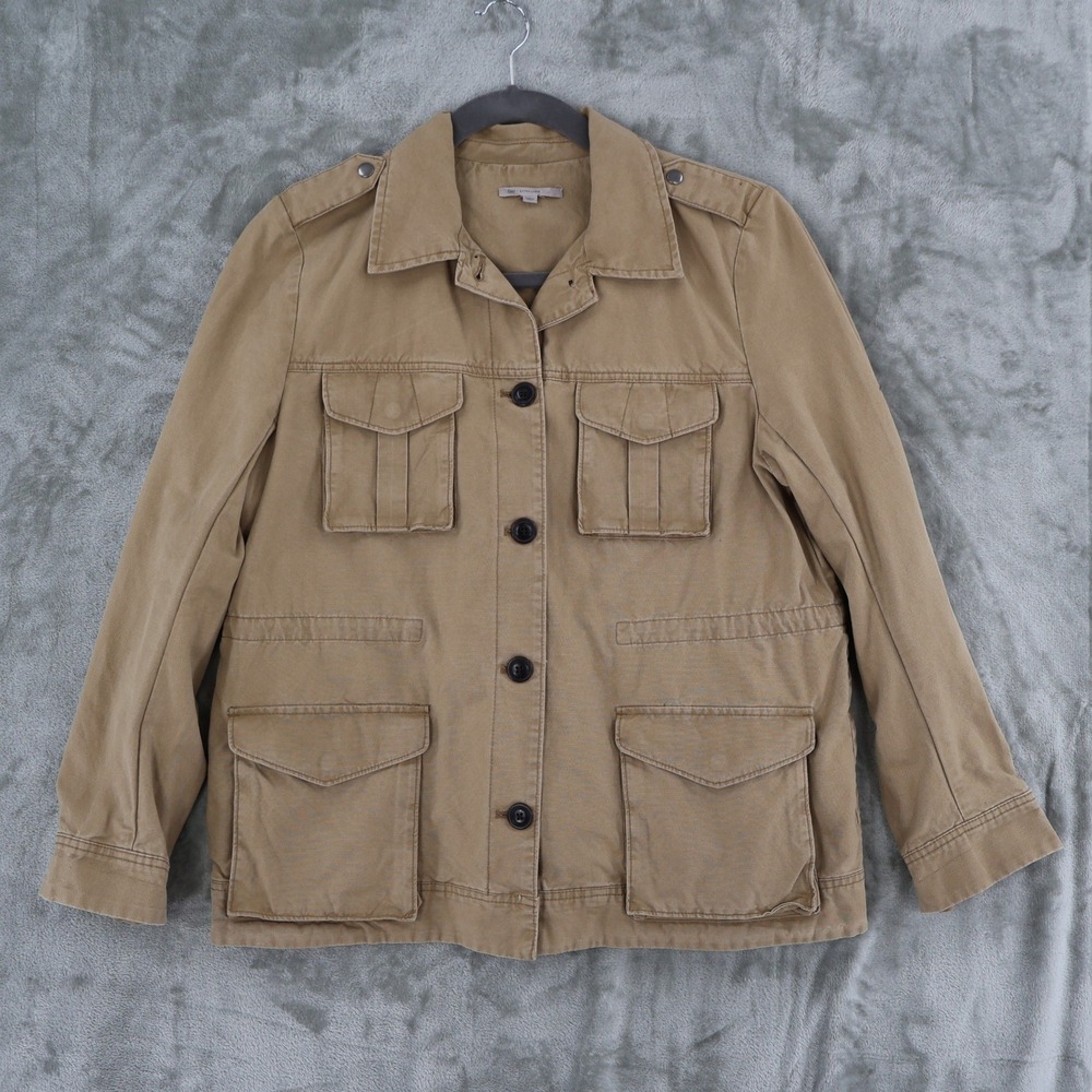 Gap Cargo Utility Jacket‎ Women XL Tan Khaki  Barn Chore Coat Fisherman Gorpcore